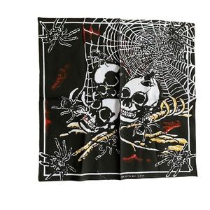 Vintage Skull Spider Web Black Bandana Punk Rock Edgy Grunge Biker Rave Y2K Goth